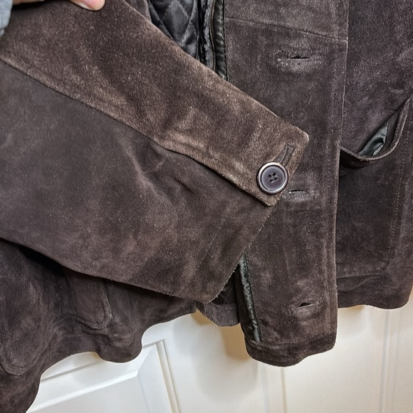 Very good condition TRUCKER LEATHER brand chocolate brown suede jacket men’s XL - Picture 5 of 14